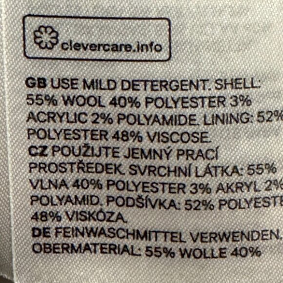 Share H&M Women’s Black Trench Coat Size 6 Wool Blend Long Button Front - Picture 7 of 7